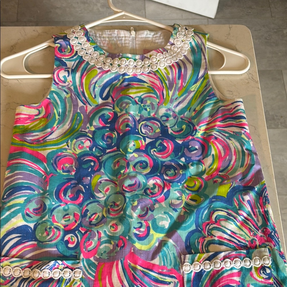 Lilly Pulitzer girls Sleeveless Dress with Woven Pearl Accents & Pockets size 8